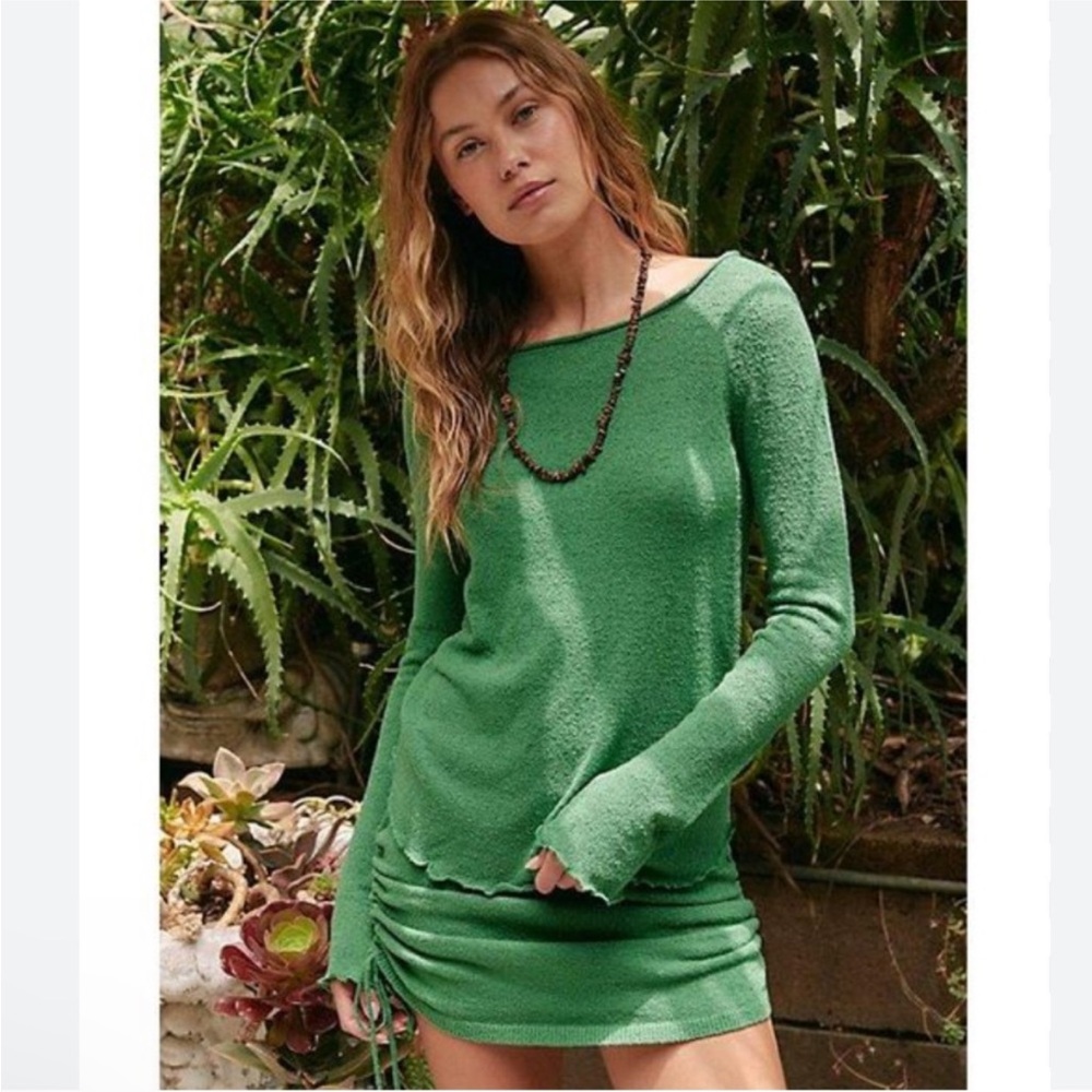 Free People Green Mini Skirt And Top Set